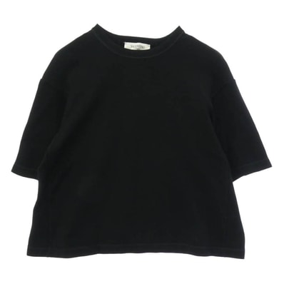 VALENTINO ヴァレンティノ ロックスタッズ クロップド 半袖 スウェット Tシャツ ブラック系【中古】