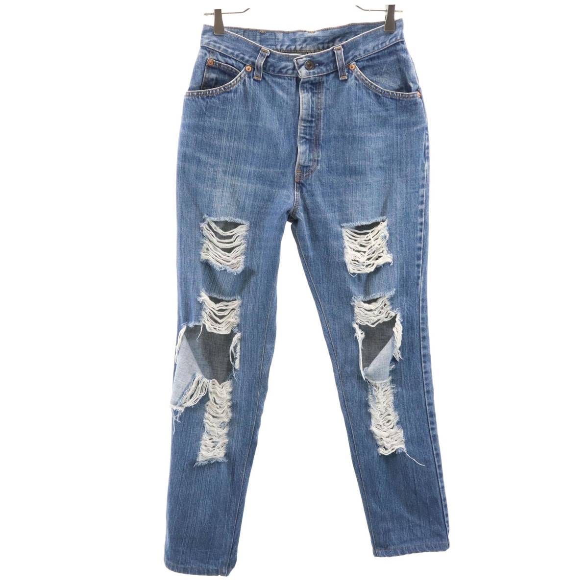 Levi's リーバイス 80s 26048 0214 ヴィンテージ 42タロン クラッシュ加工 テーパードデニムパンツ 13 ウォッシュブルー ジーンズ