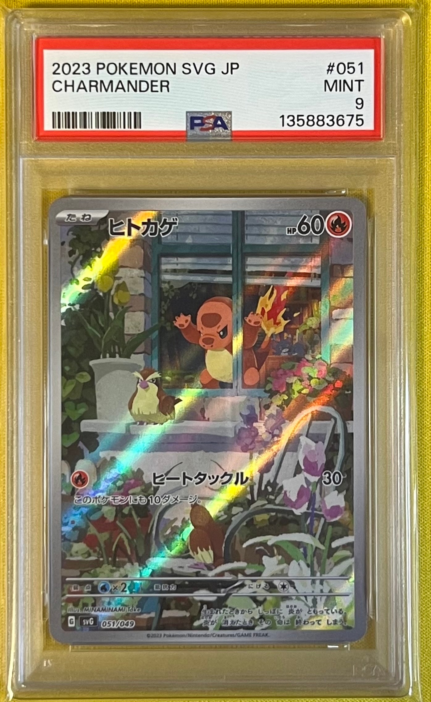 ヒトカゲ :フルイラスト [SVG 051/049] PSA10 PSA10鑑定済〕ヒトカゲ(AR仕様)【-】{051/049}