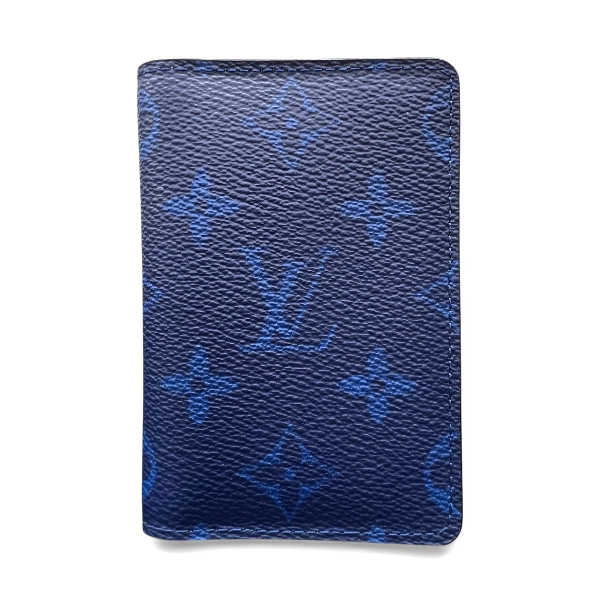 LOUIS VUITTON 展示品級 ルイヴィトン オーガナイザー ドゥ ポッシュ モノグラム タイガラマ コバルト カードケース M30301 PVC レザー RFID確認済 ブルー パスケース スタンプ付 LV 美品 SAランク 中古 鑑定済 ヴィトン財布
