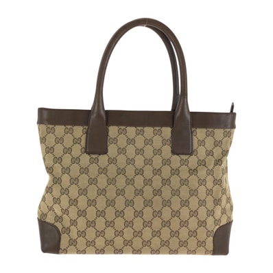 GUCCI グッチ ブラウン ベージュ GGキャンバス レザー/ ハンドバッグ トートバッグ 602181 【中古】