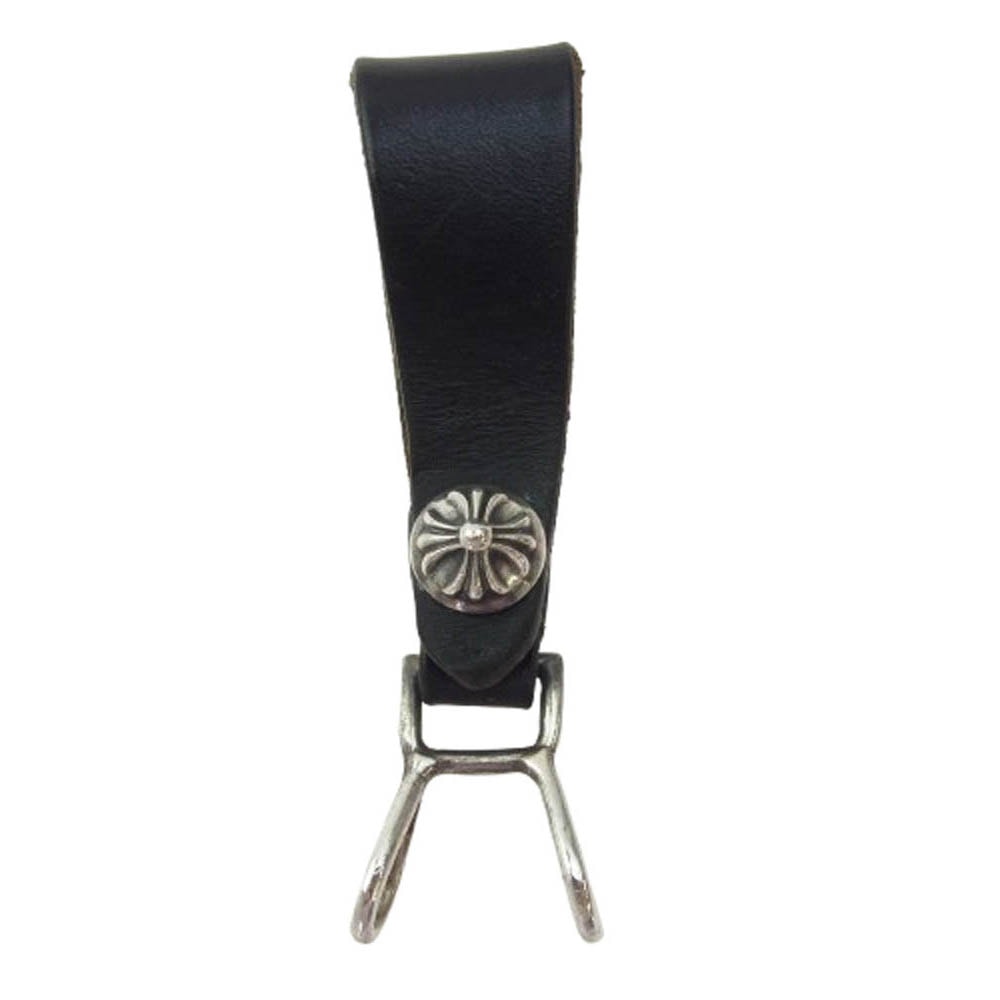 CHROME HEARTS クロムハーツ(原本無) その他アクセサリー BELT LOOP クロスボールボタン レザー ベルトループ ブラック系 シルバー系【中古】