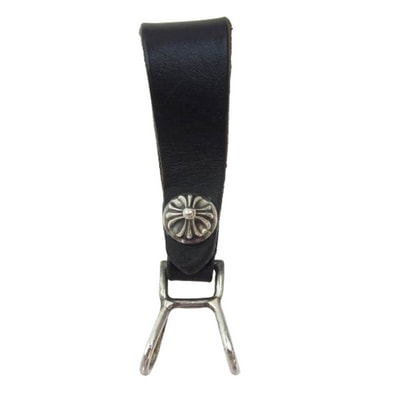 CHROME HEARTS クロムハーツ(原本無) その他アクセサリー BELT LOOP クロスボールボタン レザー ベルトループ ブラック系 シルバー系【中古】