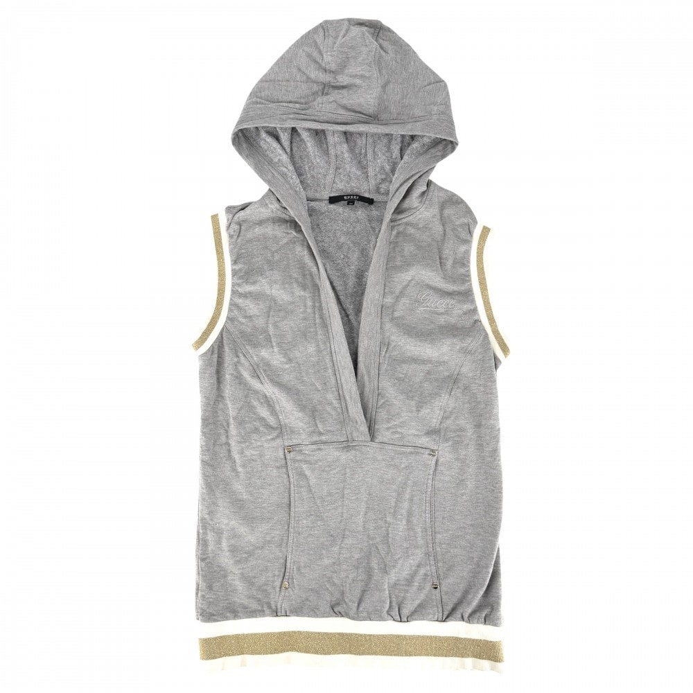 GUCCI グッチ トップス ノースリーブ スウェット Vネック 服 アパレル M 172266 グレー コットン    メンズ 春 夏【中古品】