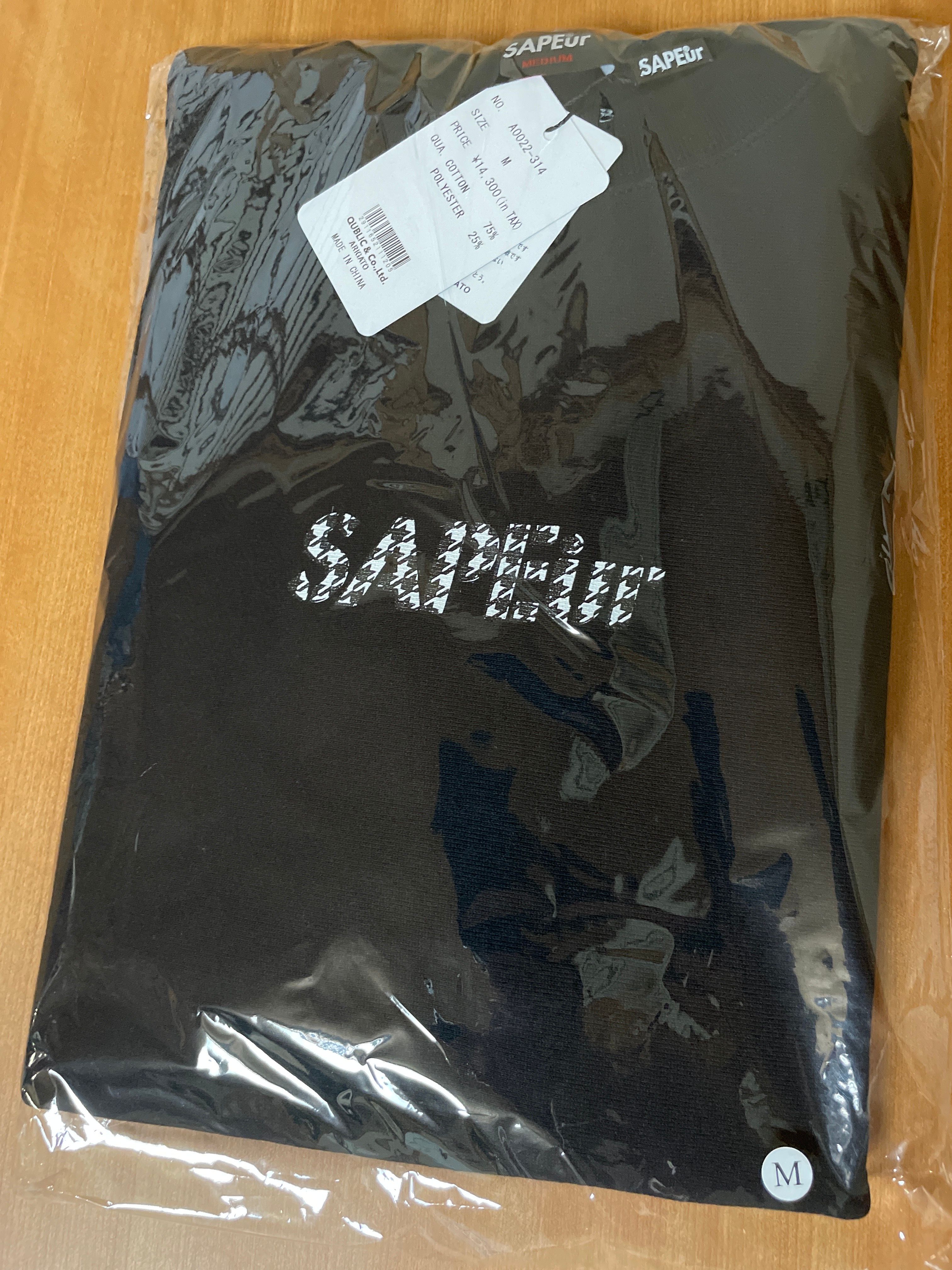 SAPEur HOUNDS TOOTH HEAD CREWSWEAT ブラック