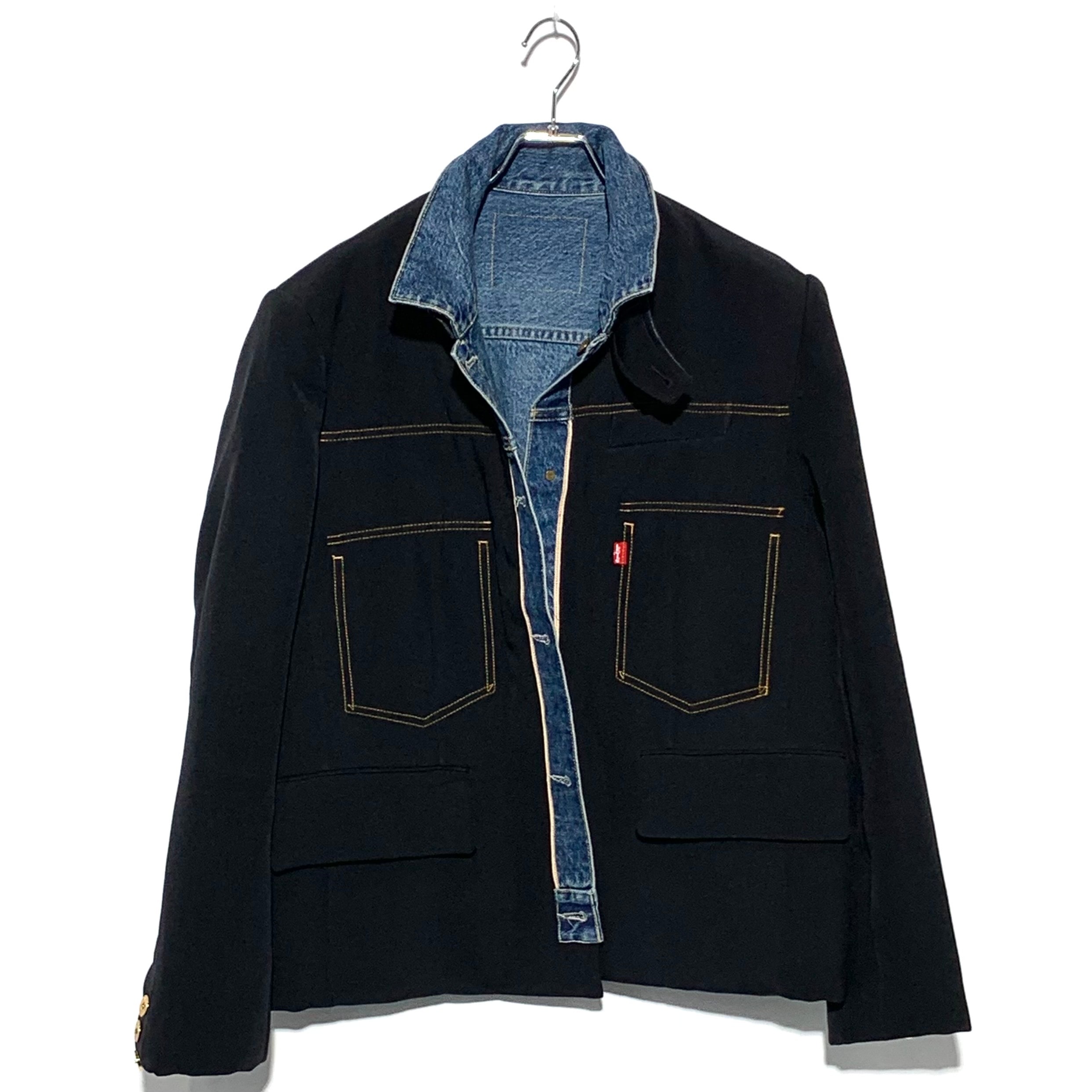 sacai x LEVI'S Men's Denim x Matelasse Twill Reversible Blouson "Blue/Black"
