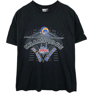 古着 00年代 プーマ PUMA NFL ST. LOUIS RAMS セントルイスラムズ SUPER BOWL XXIV スポーツプリントTシャツ USA製 メンズXL相当/eaa650852