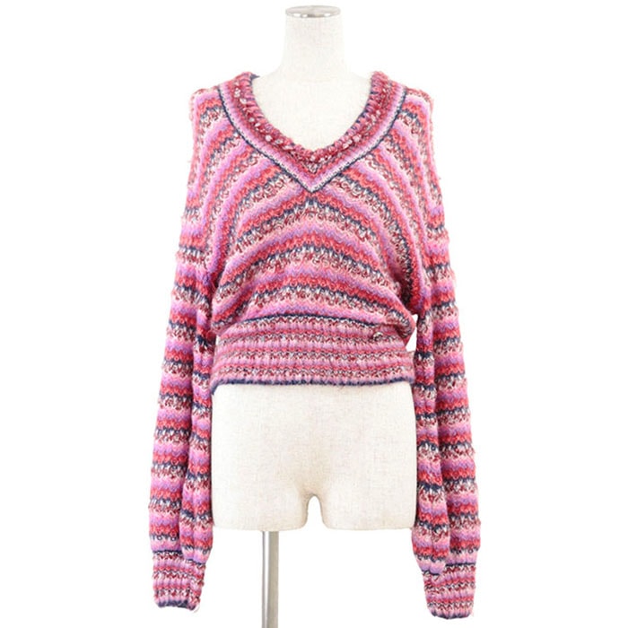 美品 シャネル P72980 アルパカブレンド セーター ニット レディース マルチカラー 38 CHANEL