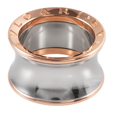 BVLGARI ブルガリ ビー・ゼロワン アニッシュカプーア リング 指輪 14号 K18PG ステンレススチール シルバー ゴールド【中古】