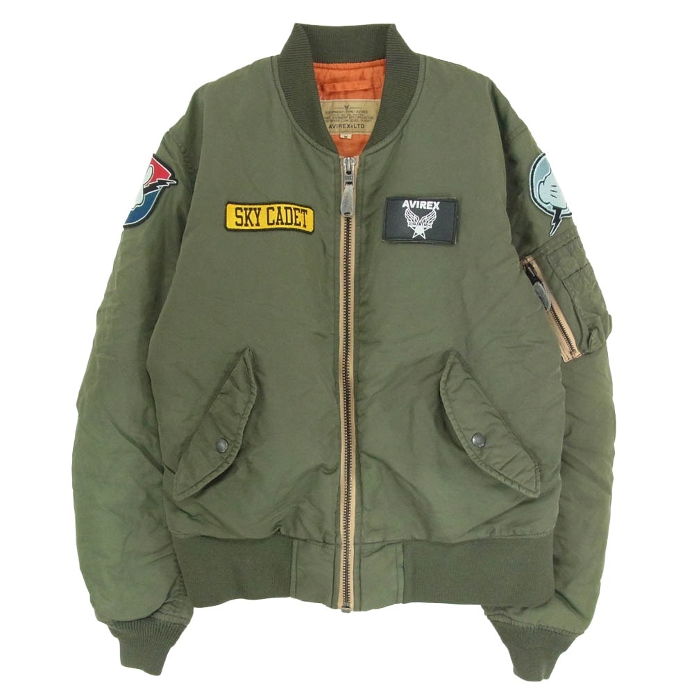 AVIREX アヴィレックス ミリタリージャケット Disney ディズニー ミッキー MA-1 フライトジャケット カーキ系 M【中古】