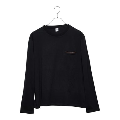 ベルルッティ 長袖Tシャツ カットソー ロンT 胸ポケット サイズM ブラック コットン レザー メンズ Berluti 【中古】