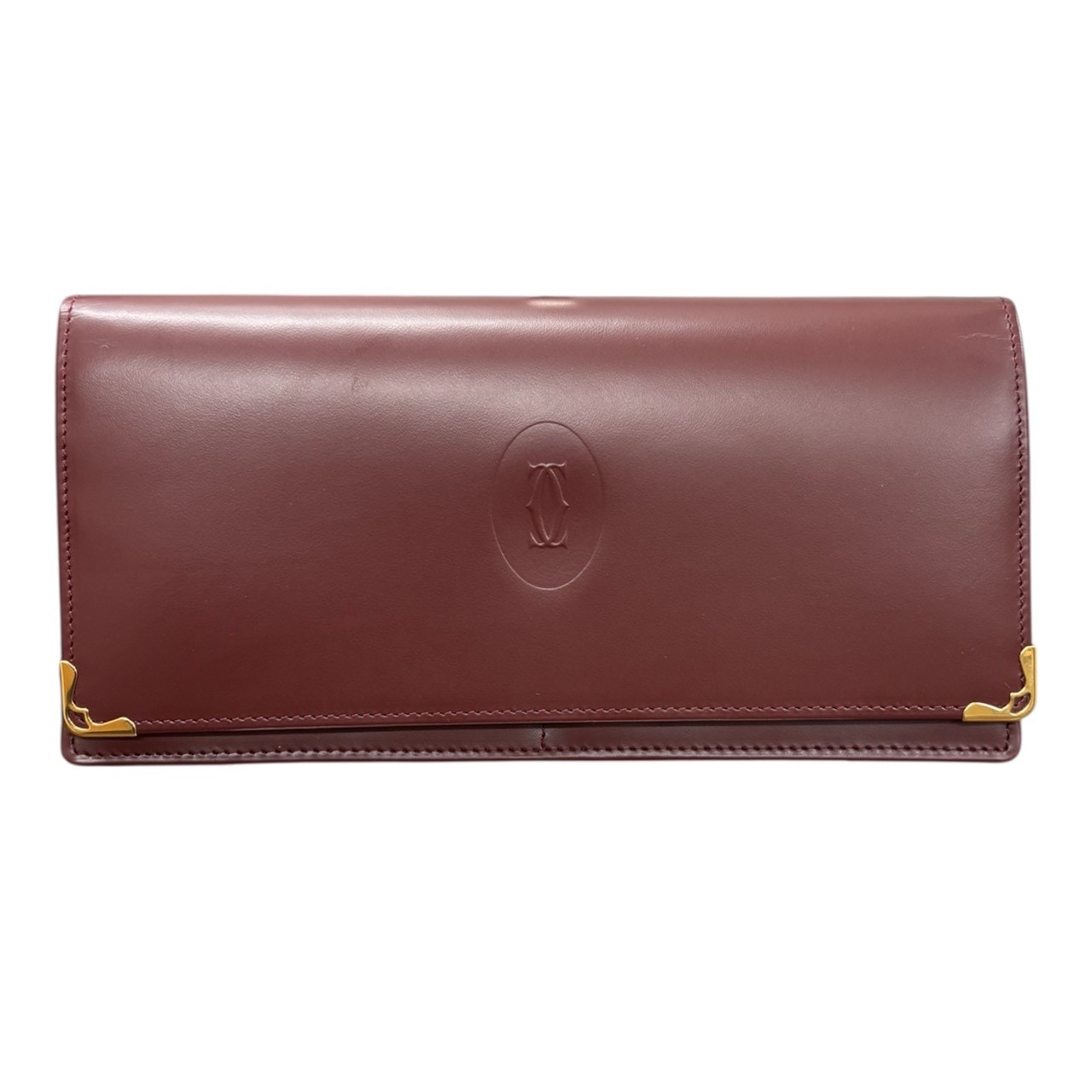 超美品 CARTIER カルティエ マストライン ワインレッド ゴールド金具 レザー 長財布 S1-00063 【中古】