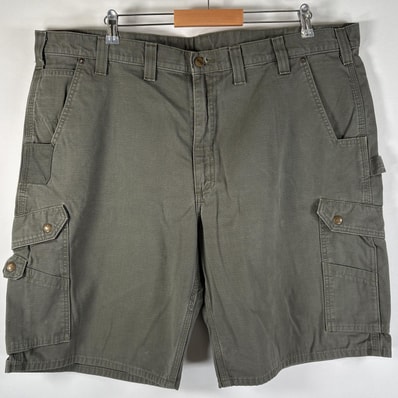 古着 カーハート Carhartt ショートパンツ 大きいサイズ ワークショーツ ワンポイント ペインター リップストップ w46 カーキ系 メンズ