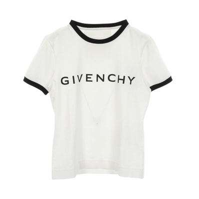 ジバンシィ GIVENCHY ロゴ スリムフィット 半袖Tシャツ 衣料品 トップス コットン ポリウレタン レディース ホワイト系 / ブラック系 BW70BF3YAC 【中古】