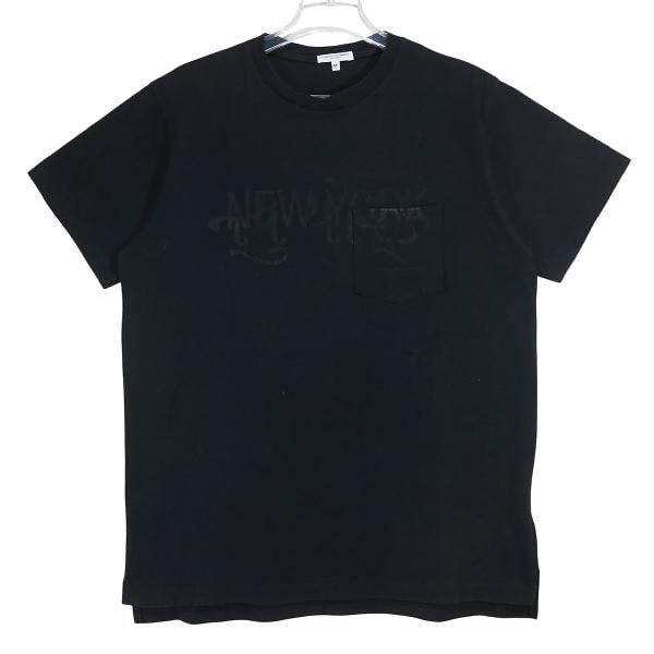 ENGINEERED GARMENTS エンジニアド ガーメンツ PRINTED CROSS CREW NECK T-SHIRT -NEW YORK クロスクルーネック NEW YORKプリント ショートスリーブ Tシャツ ブラック サイズM