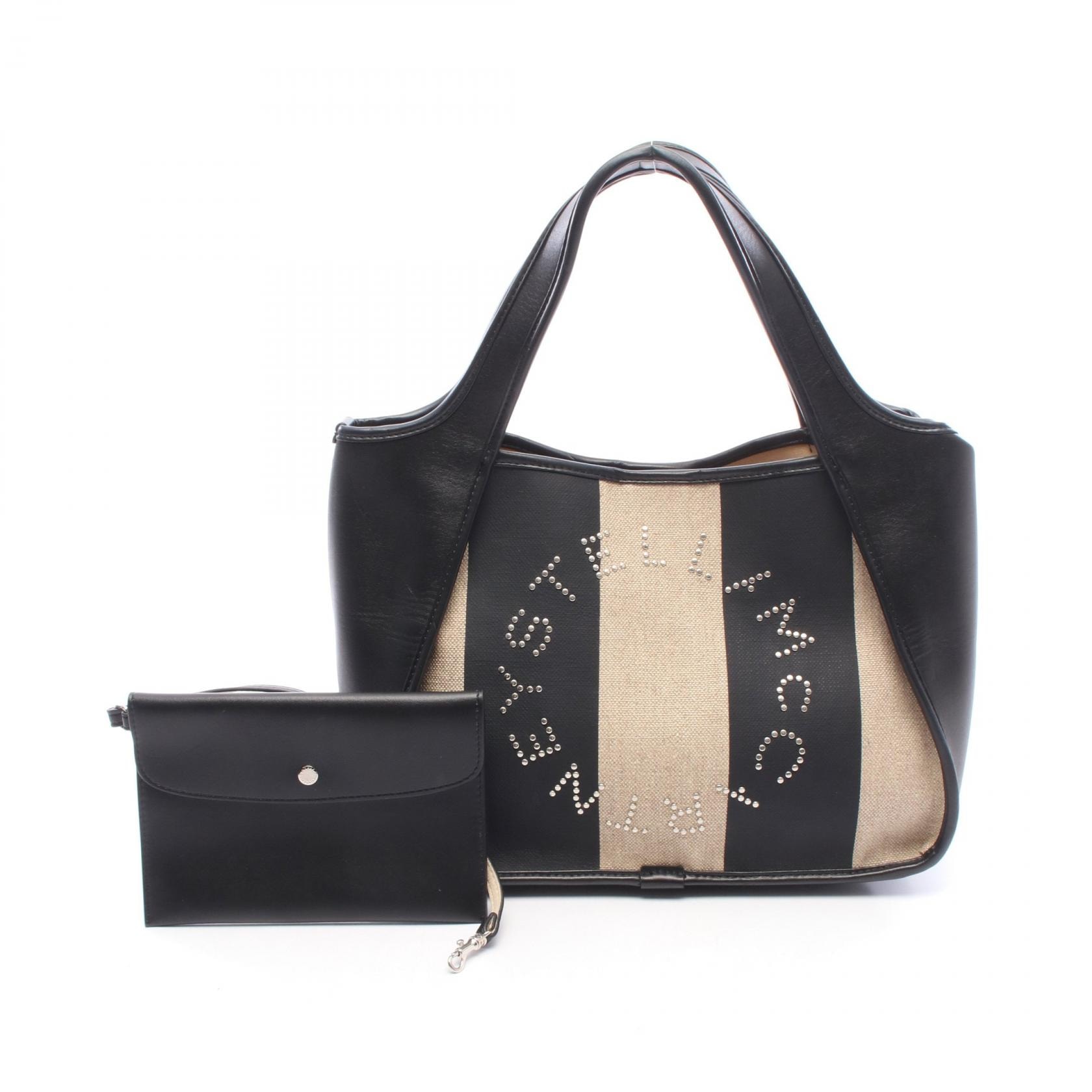 ステラマッカートニー Stella McCartney ステラ ロゴ トートバッグ バッグ キャンバス フェイクレザー レディース ブラック系 / ベージュ系 513860 【中古】