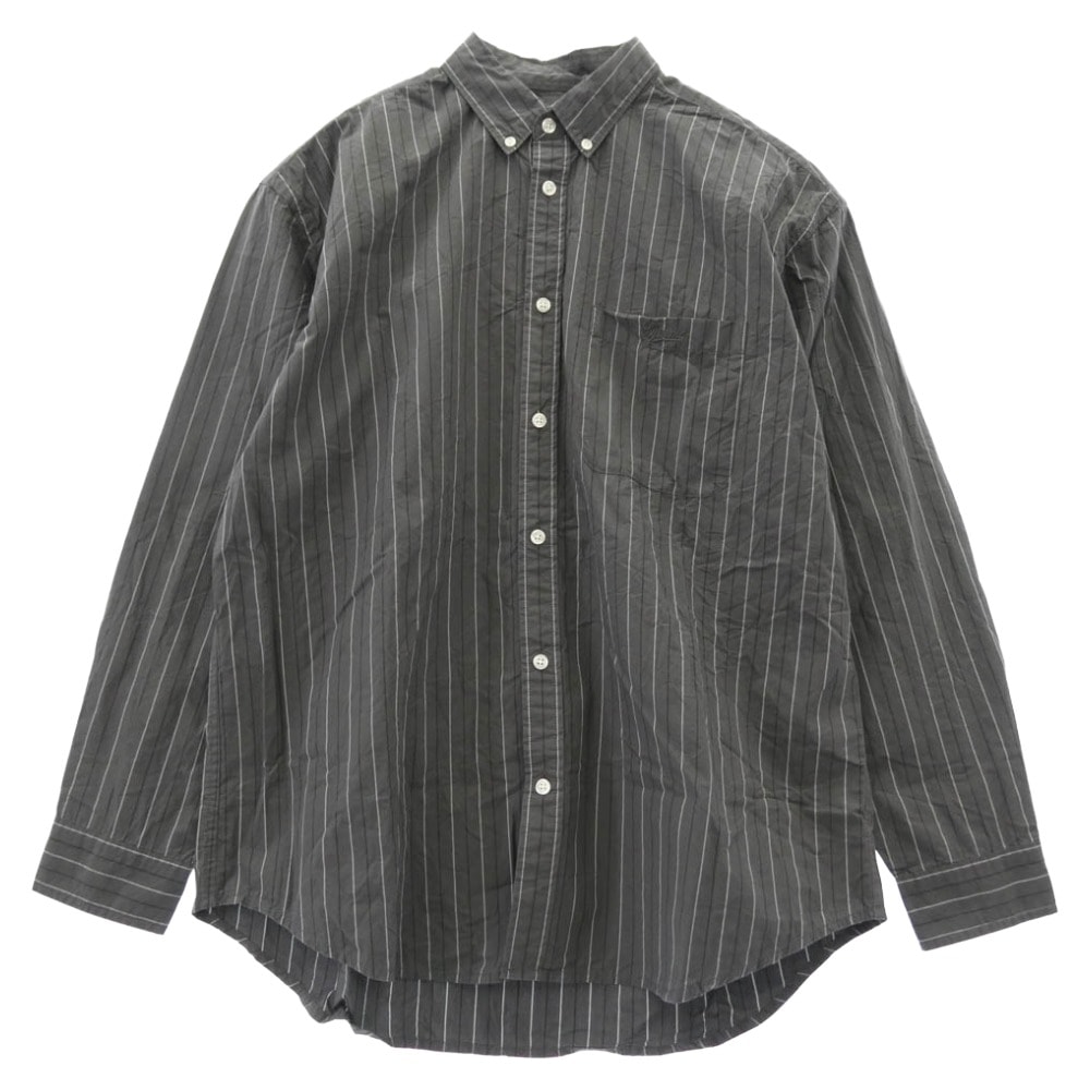 Supreme シュプリーム 長袖シャツ 24AW Loose Fit Stripe Shirt ルーズフィット ストライプ 長袖 シャツ グレー系 M【中古】