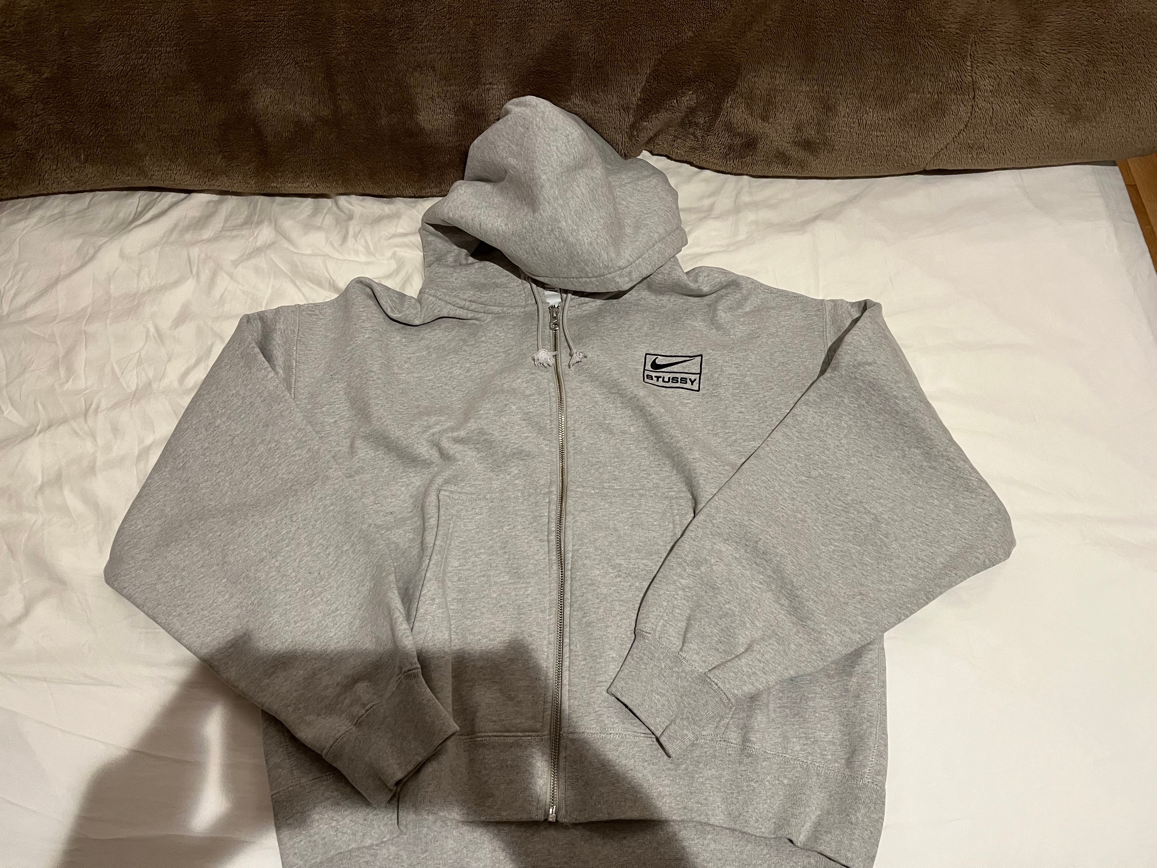 Stussy x Nike Fleece Zip Hoodie "Grey Heather" (US Size) FJ9181-050