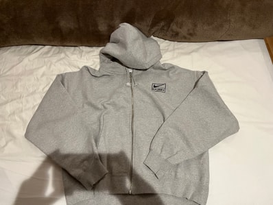 Stussy x Nike Fleece Zip Hoodie "Grey Heather" (US Size) FJ9181-050