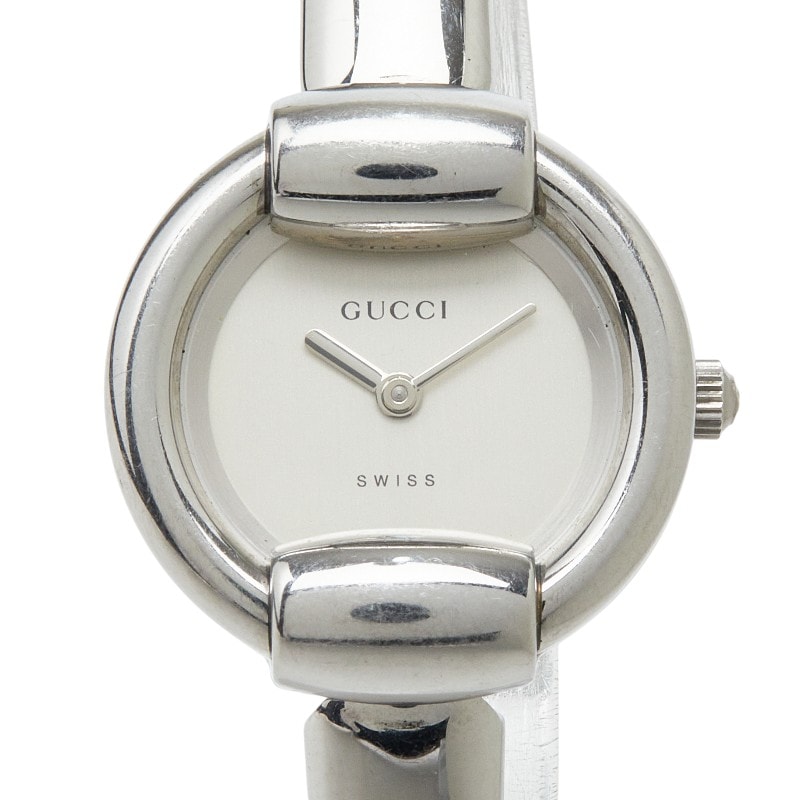 グッチ バングルウォッチ 腕時計 1400L クオーツ シルバー文字盤 ステンレススチール レディース GUCCI 【中古】