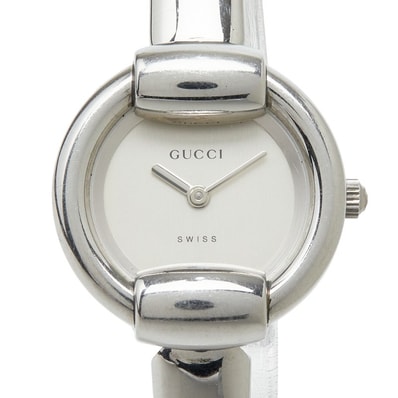 グッチ バングルウォッチ 腕時計 1400L クオーツ シルバー文字盤 ステンレススチール レディース GUCCI 【中古】