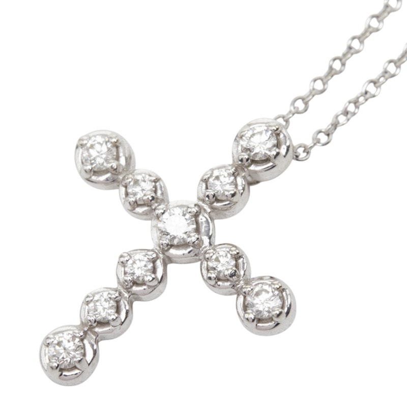 ティファニー パロマ ピカソ ドッツクロス ペンダント ネックレス K18WG ホワイトゴールド 750 ダイヤ レディース TIFFANY&Co. 中古