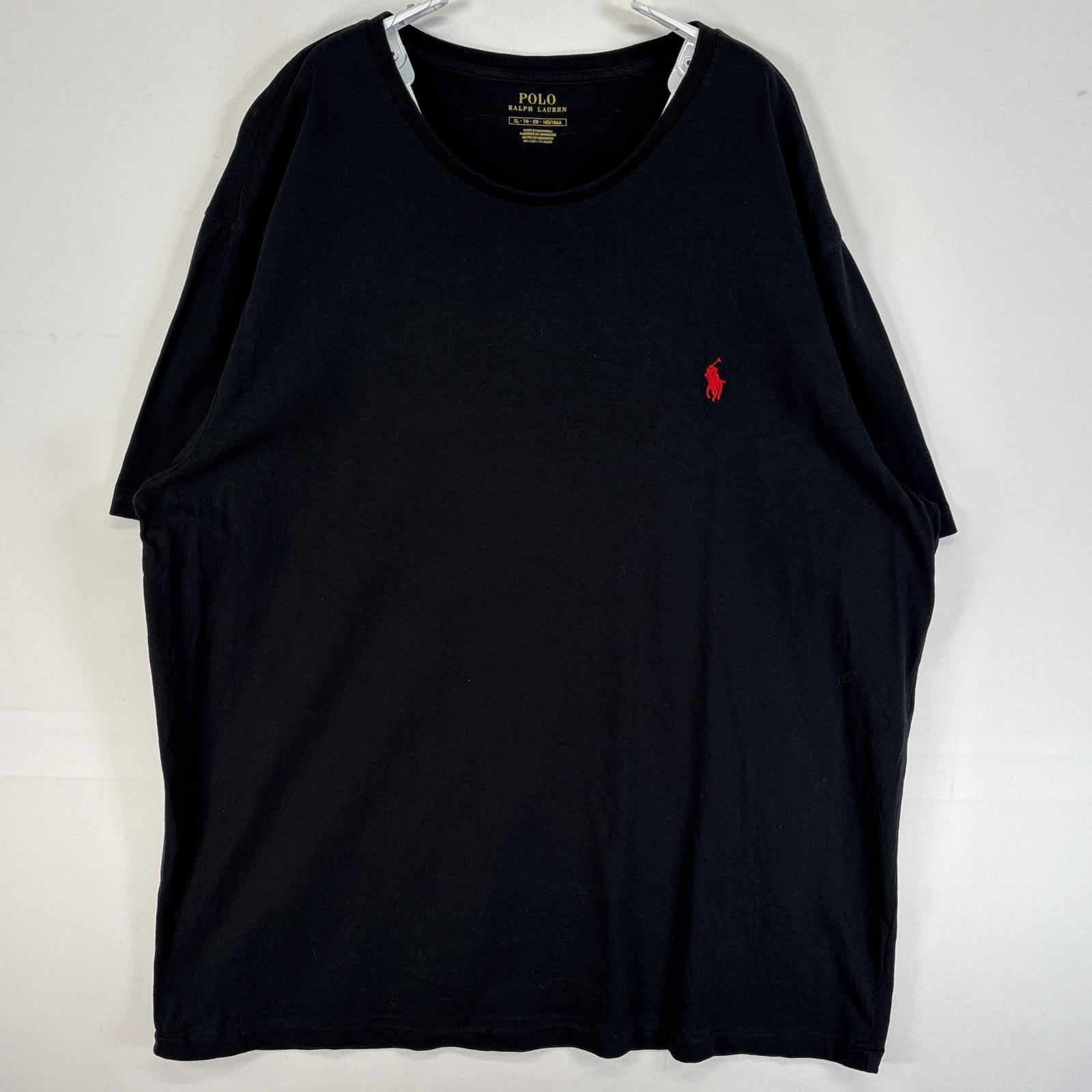 古着 ポロ・ラルフローレン POLO RALPH LAUREN 半袖Tシャツ ロゴ 刺繍 クルーネック XL  ブラック 無地 メンズ