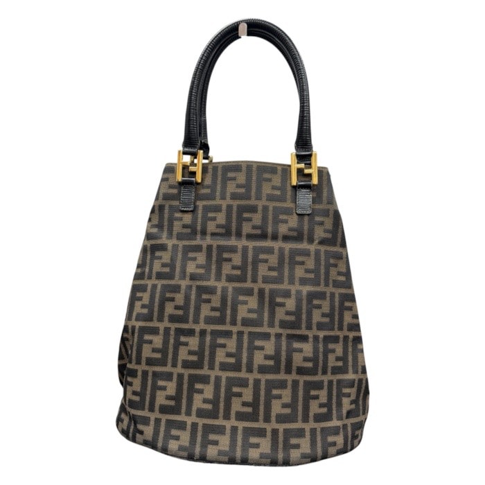 FENDI フェンディ ヴィンテージ ズッカ ブラウン ゴールド金具 キャンバス レザー/ トートバッグ S1-00201 【中古】