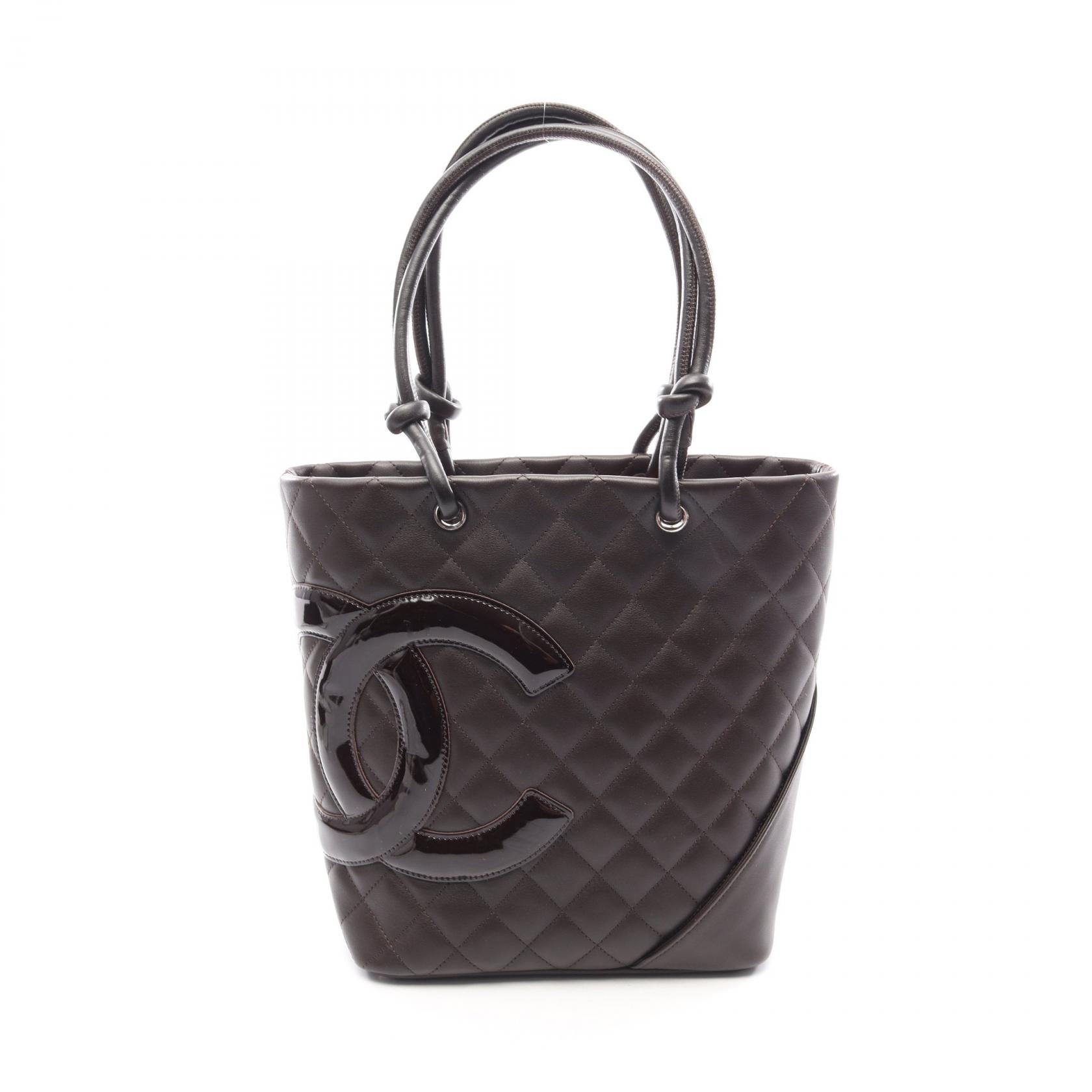 シャネル CHANEL カンボンライン ミディアム トートバッグ バッグ レザー パテントレザー レディース ブラウン系 A25167 【中古】