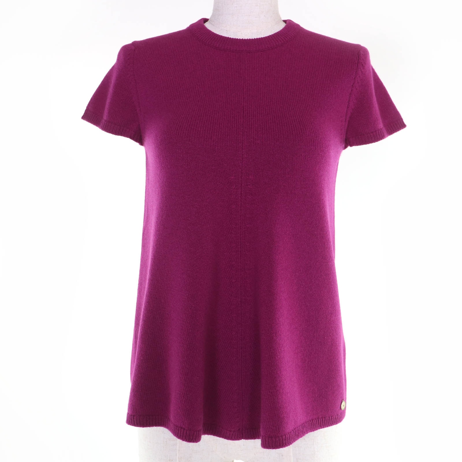 美品 エルメス 半袖ニット パープル レディース 34