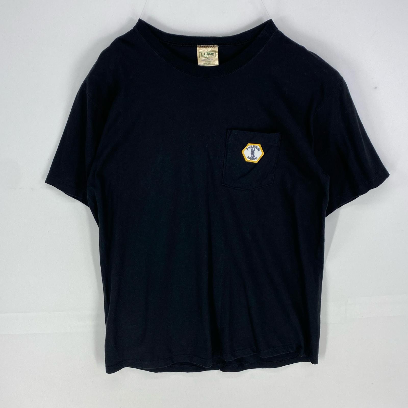 古着 90's/90年代 エルエルビーン L.L.Bean USA製 半袖Tシャツ ダブルネーム ラッセルアスレチック L  ブラック系 メンズ