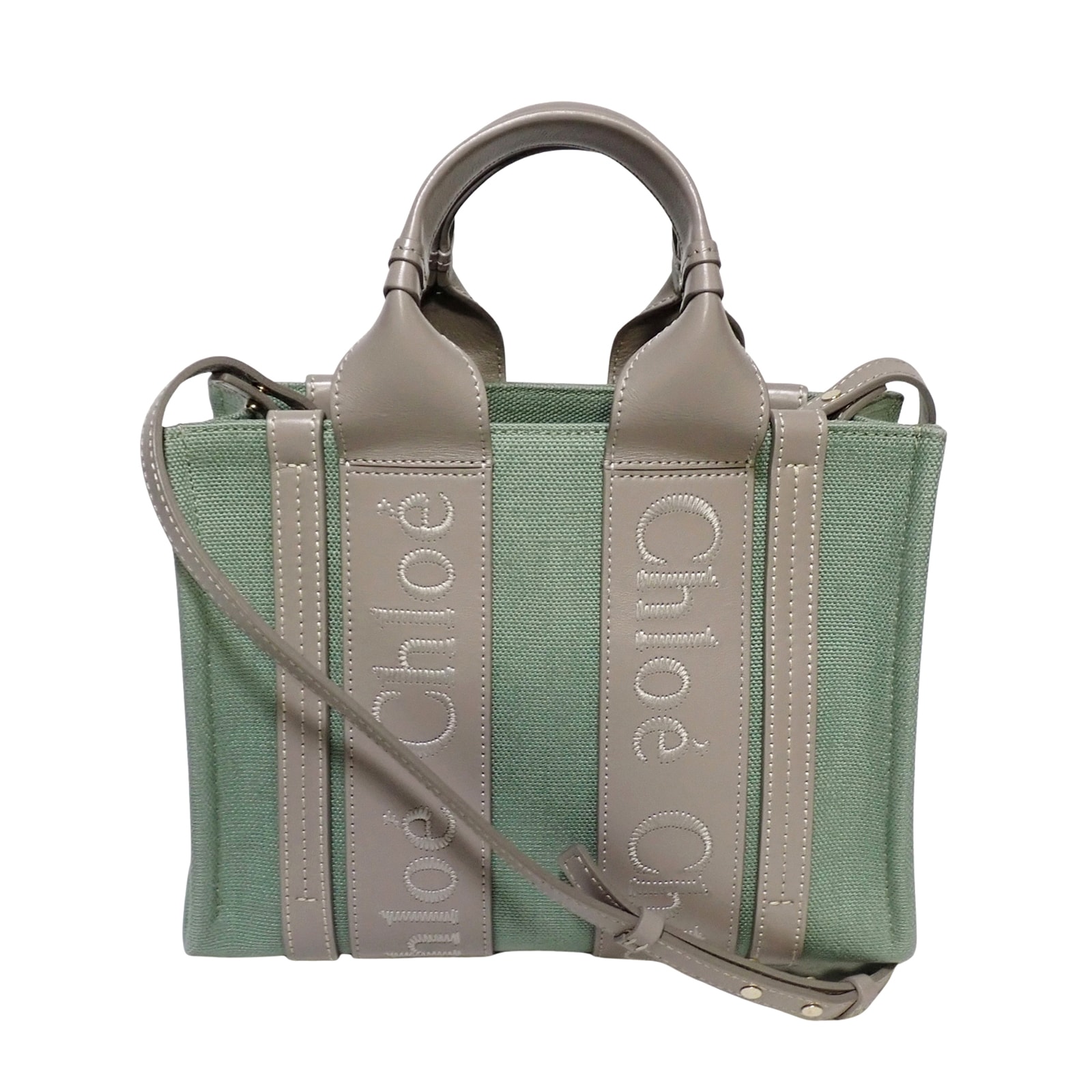 美品 Chloe クロエ  ウッディ スモール トートバッグ リネンキャンバス  CHC22WS397J27  マルチカラー  レディース ショルダーバッグ