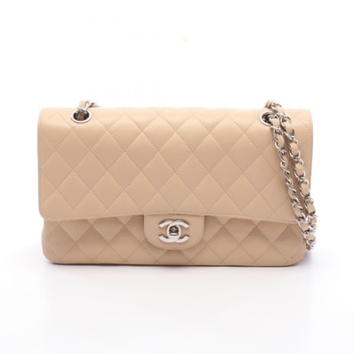 シャネル CHANEL マトラッセ Wフラップ ショルダーバッグ バッグ キャビアスキン(グレインドカーフ) レディース ベージュ系 A01112 【中古】