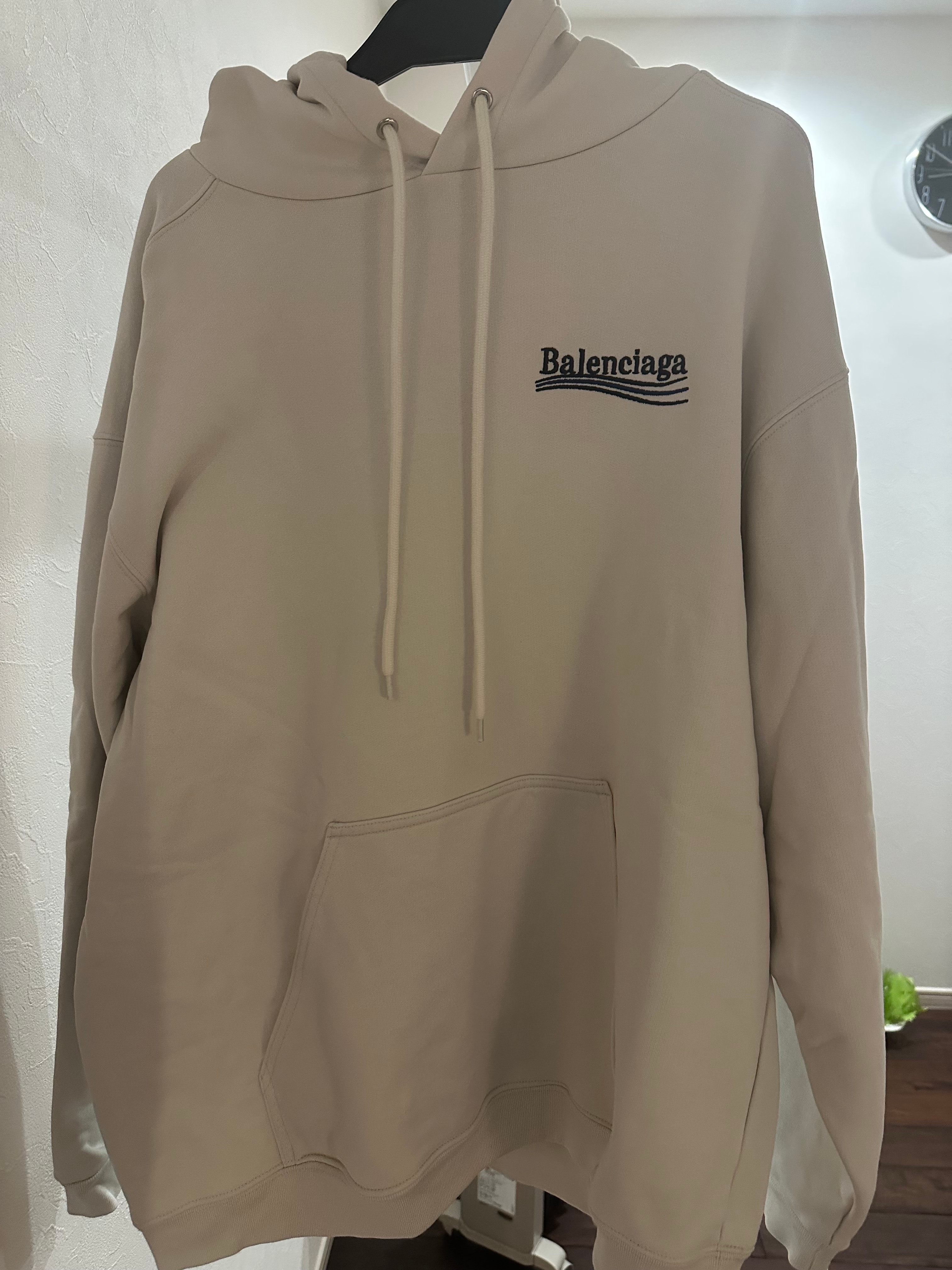 美品Balenciaga バレンシアガロゴプリント フーデッドパーカー