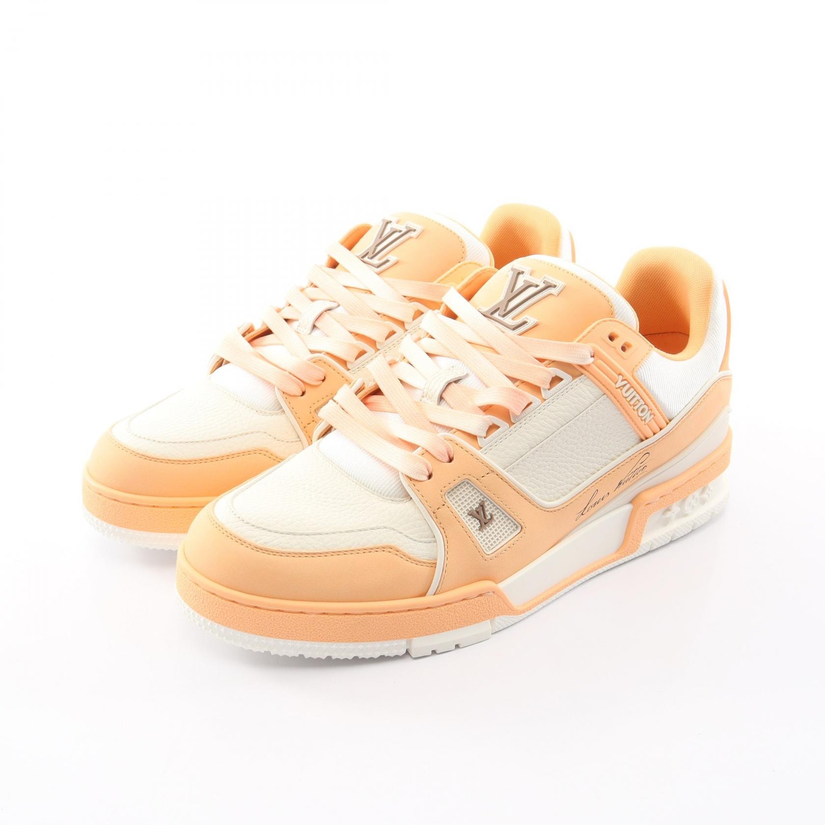 ルイ・ヴィトン LOUIS VUITTON LVトレイナーライン スニーカー 靴 レザー レザー メンズ オレンジ系 / ホワイト系 【中古】