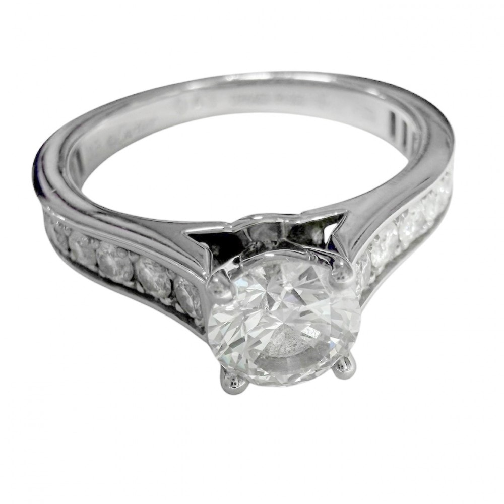 CARTIER カルティエ 指輪 1895 ソリテールリング ジュエリー ハーフエタニティ 43サイズ Pt950プラチナ    ダイヤモンド0.43ct 約3号 レディース 約3.2g【中古品】