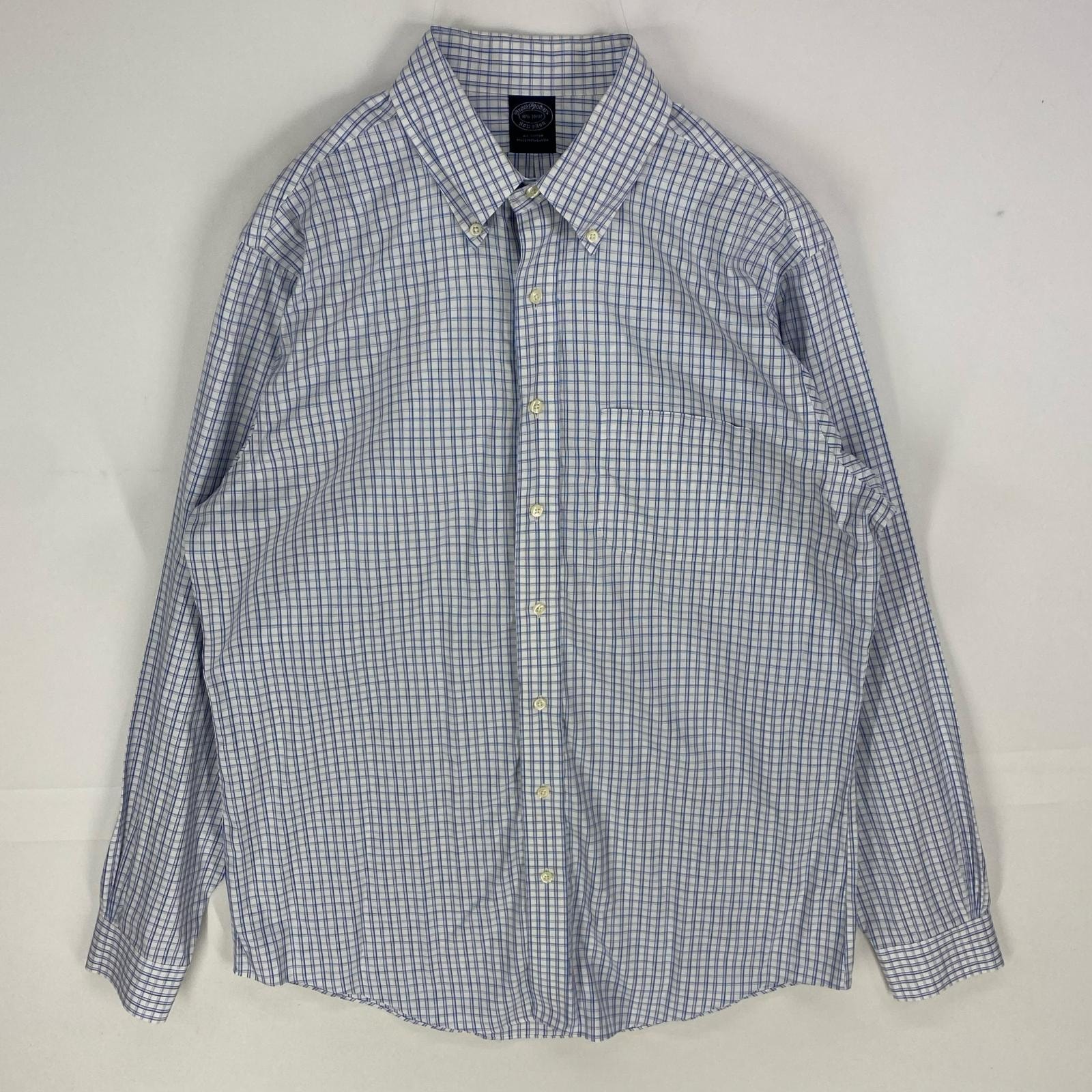 古着 ブルックスブラザーズ Brooks Brothers 長袖シャツ ボタンダウン ロングスリーブ L  ネイビー系 チェック メンズ