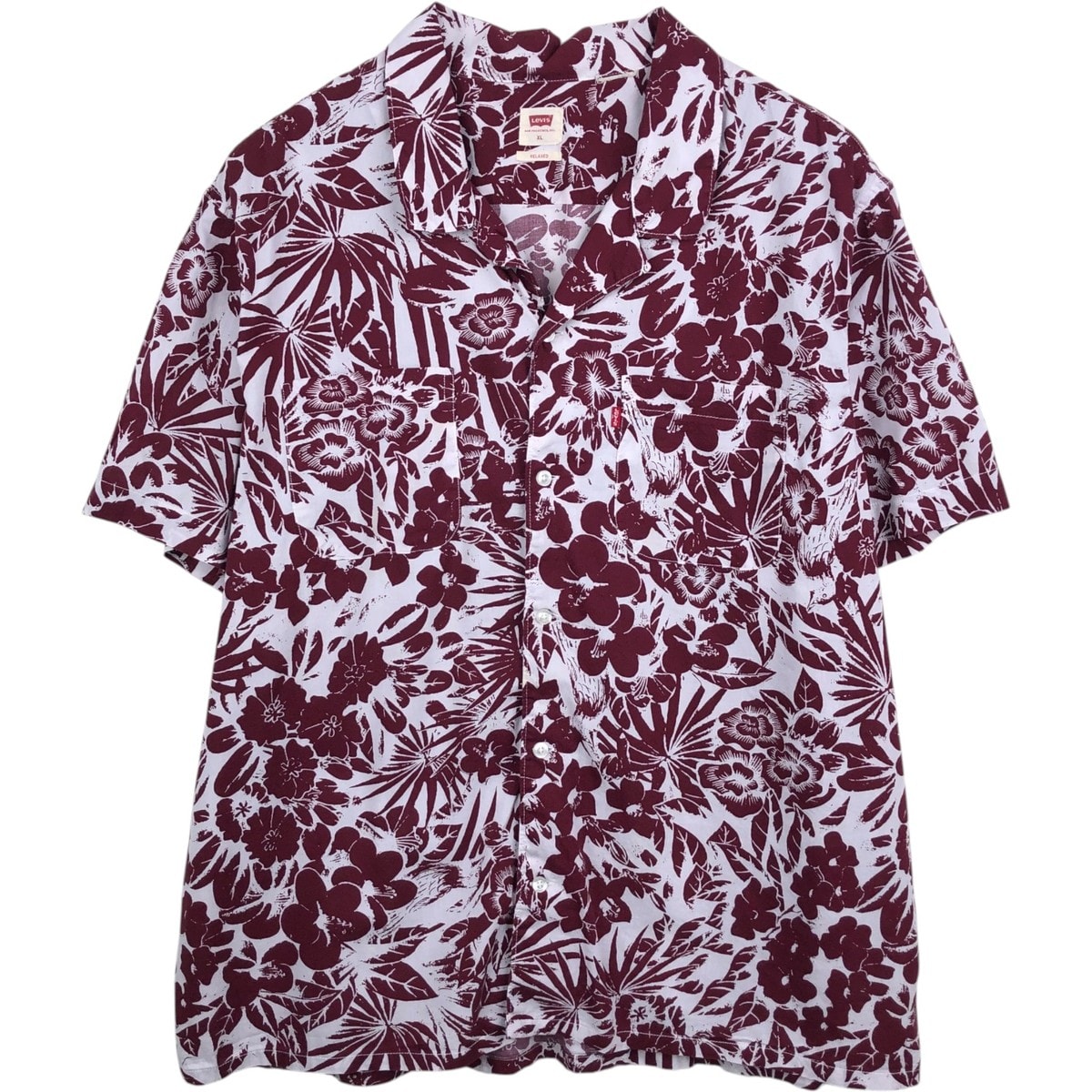 古着 リーバイス Levi's RELAXED 総柄 ボタニカル柄 オープンカラー ハワイアンアロハシャツ ボックスシャツ メンズXL相当/eaa658541