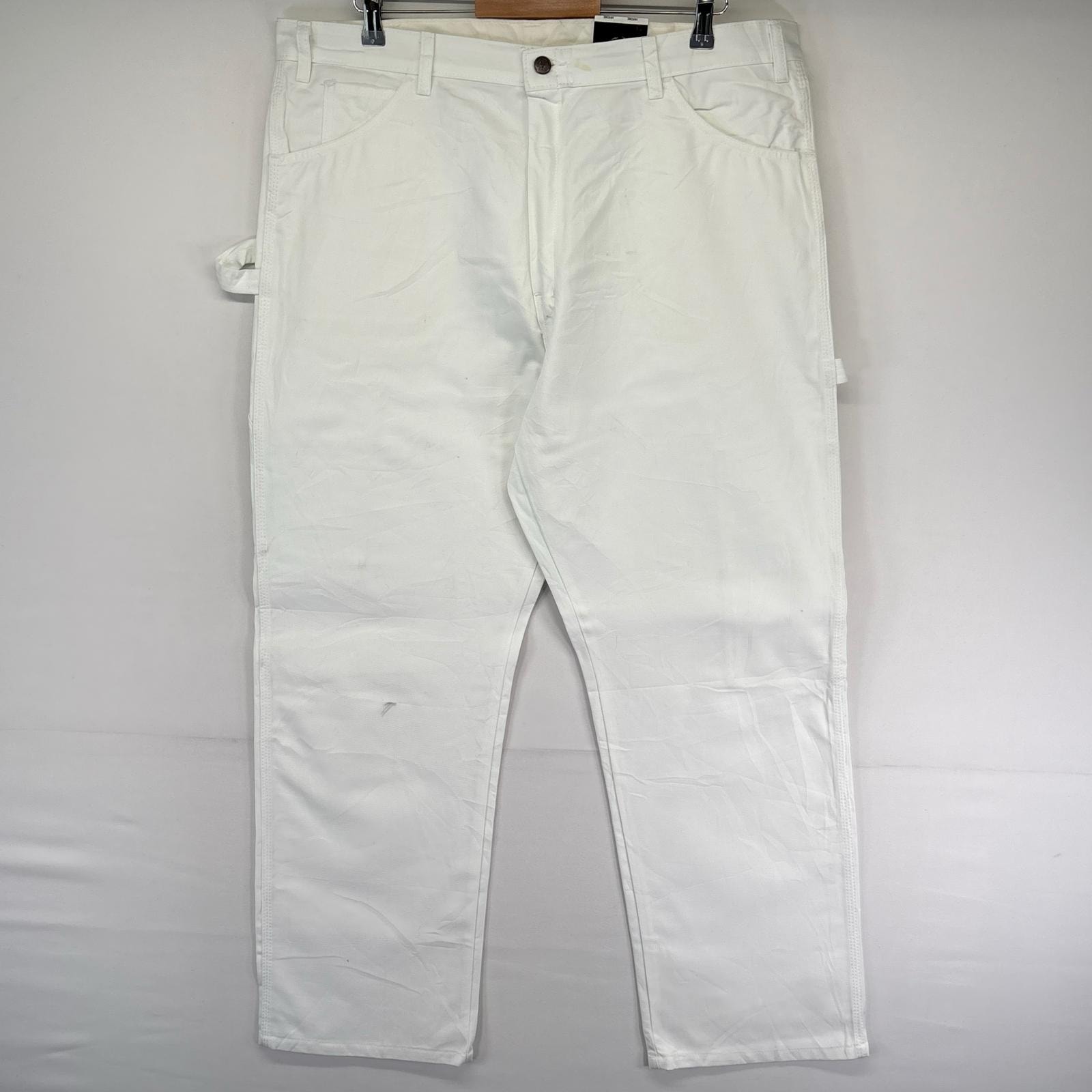 古着 デッドストック ディッキーズ Dickies パンツ ワンポイントロゴ タグ付 ペインター ハンマーループ w40 L30  ホワイト系 メンズ