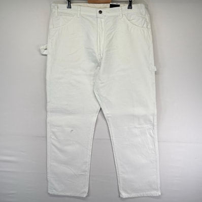 古着 デッドストック ディッキーズ Dickies パンツ ワンポイントロゴ タグ付 ペインター ハンマーループ w40 L30 ホワイト系 メンズ