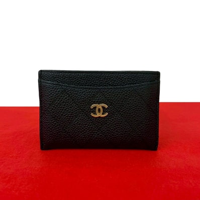 CHANEL シャネル ココマーク 金具 キャビアスキン カードケース ブラック
49490