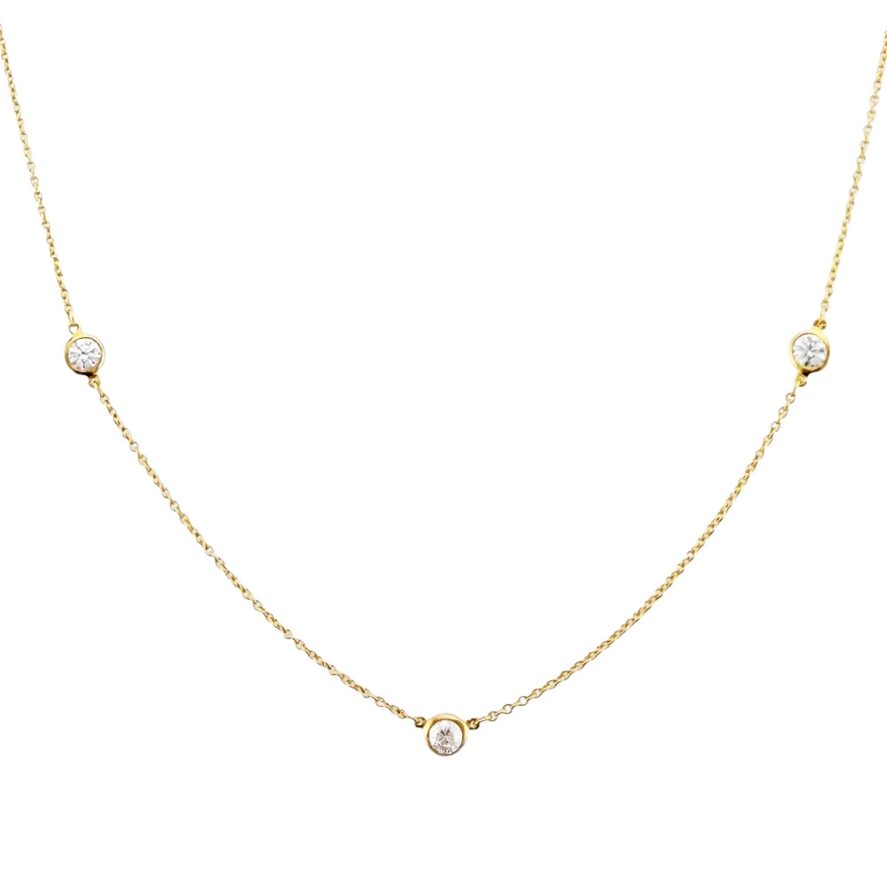 ティファニー バイザヤード ネックレス 18金 K18イエローゴールド ダイヤモンド レディース TIFFANY&Co. 中古