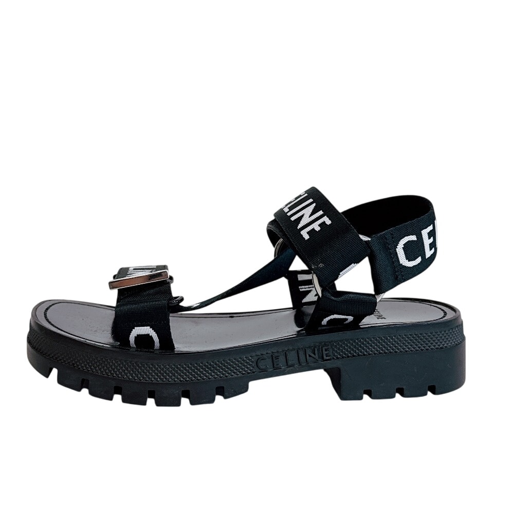 セリーヌ CELINE サンダル レオ ストラッピー ベルクロ ブラック