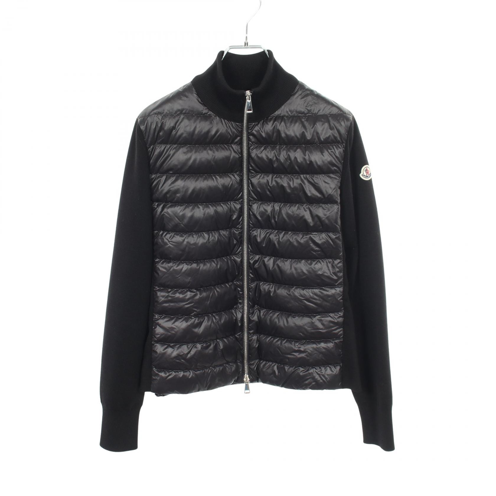 モンクレール MONCLER ニット切替 ダウンジャケット 衣料品 アウター ナイロン ウール レディース ブラック系 9B00025 【中古】