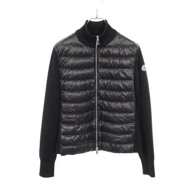 モンクレール MONCLER ニット切替 ダウンジャケット 衣料品 アウター ナイロン ウール レディース ブラック系 9B00025 【中古】
