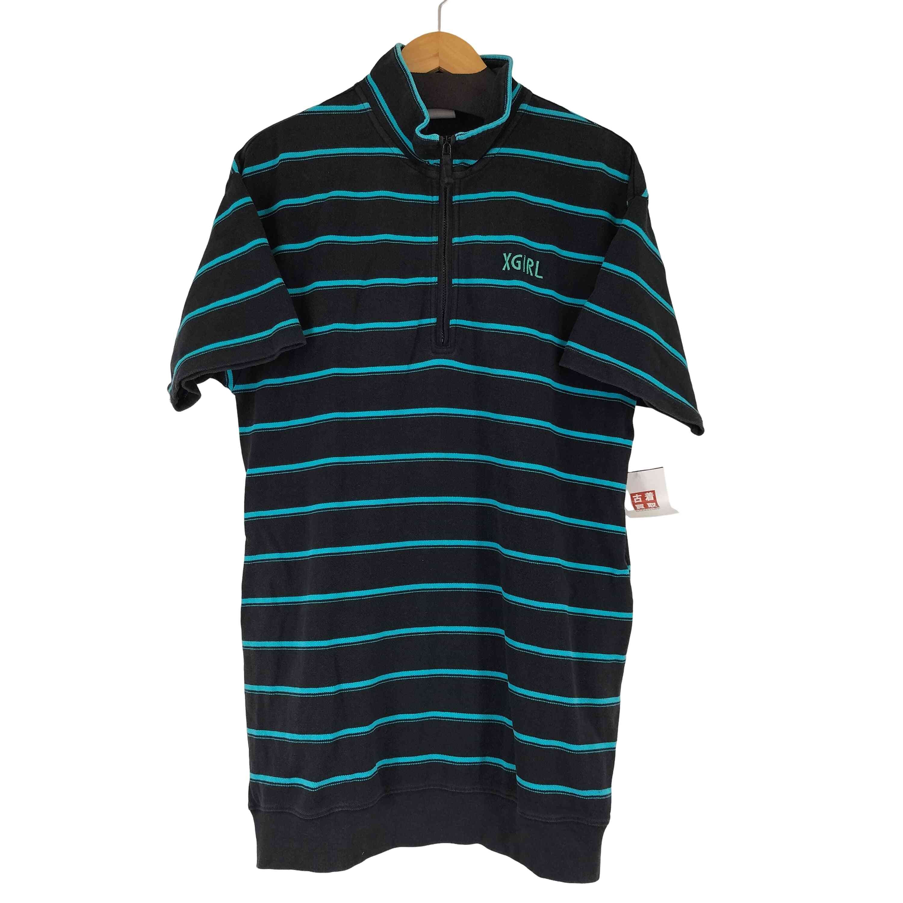 STRIPED PIQUE HALF ZIP S/S DRESS【1143356716153】