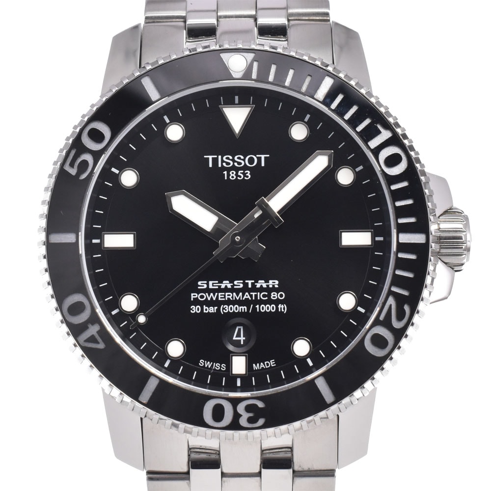 ティソ TISSOT T120407A シースター デイト ブラック 自動巻き メンズ 美品 箱・保証書付き 腕時計 L#150725