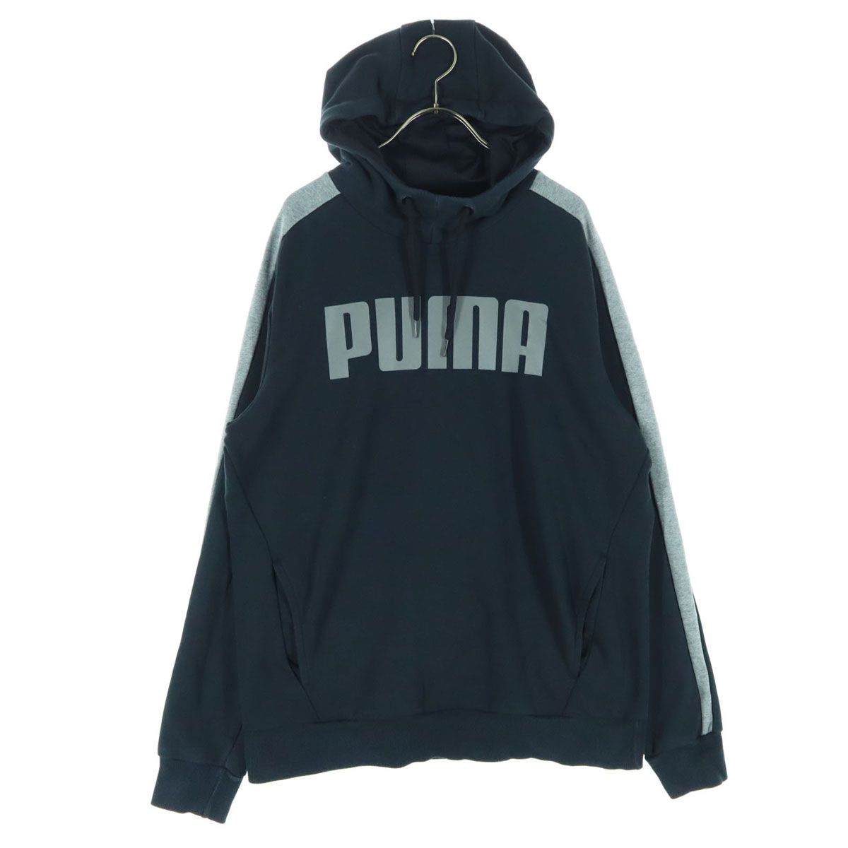 PUMA プーマ ワンポイントロゴ 長袖 パーカー M ブラック系
