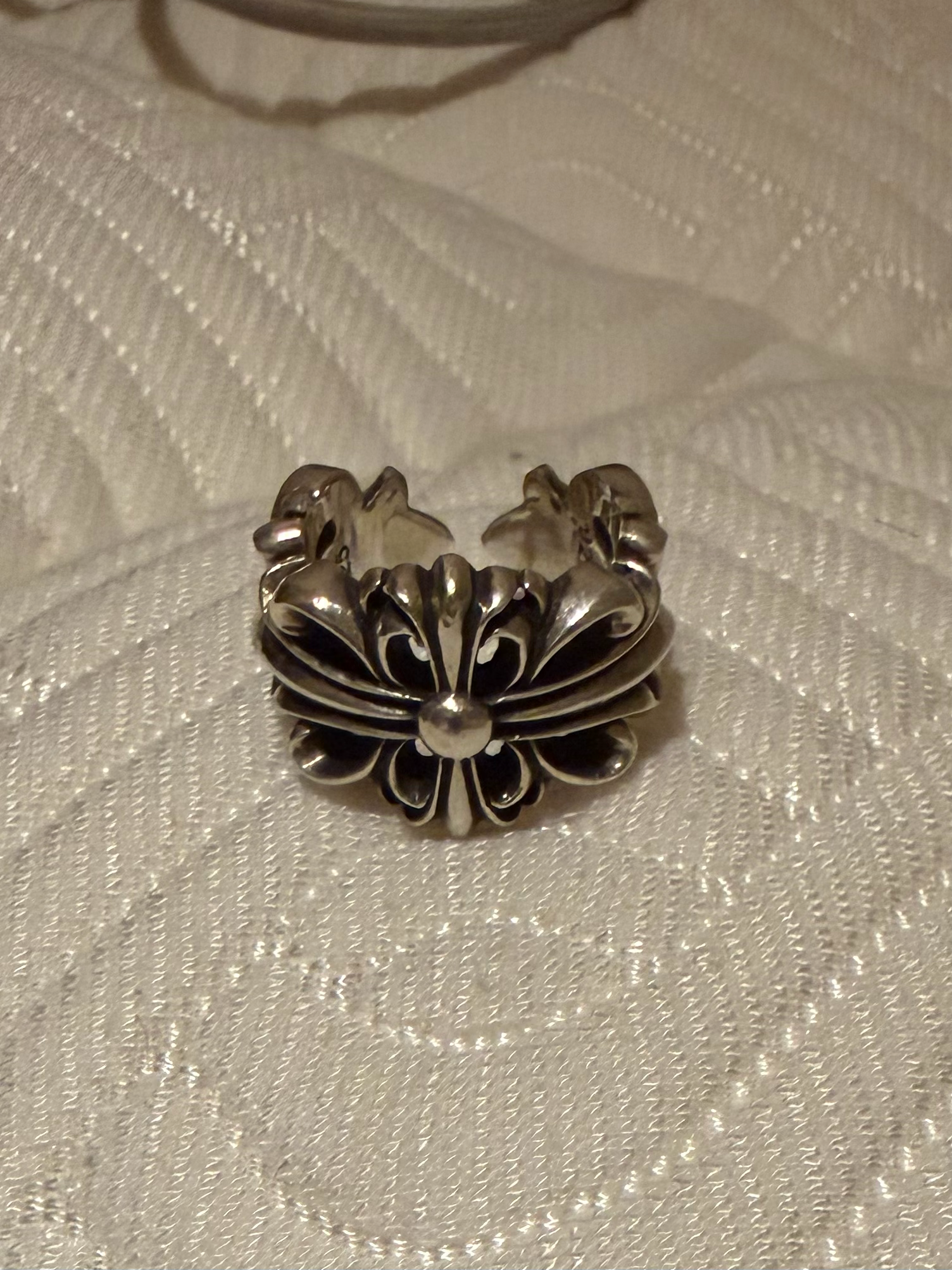 Chrome Hearts Double Floral Cross Ring "Silver"