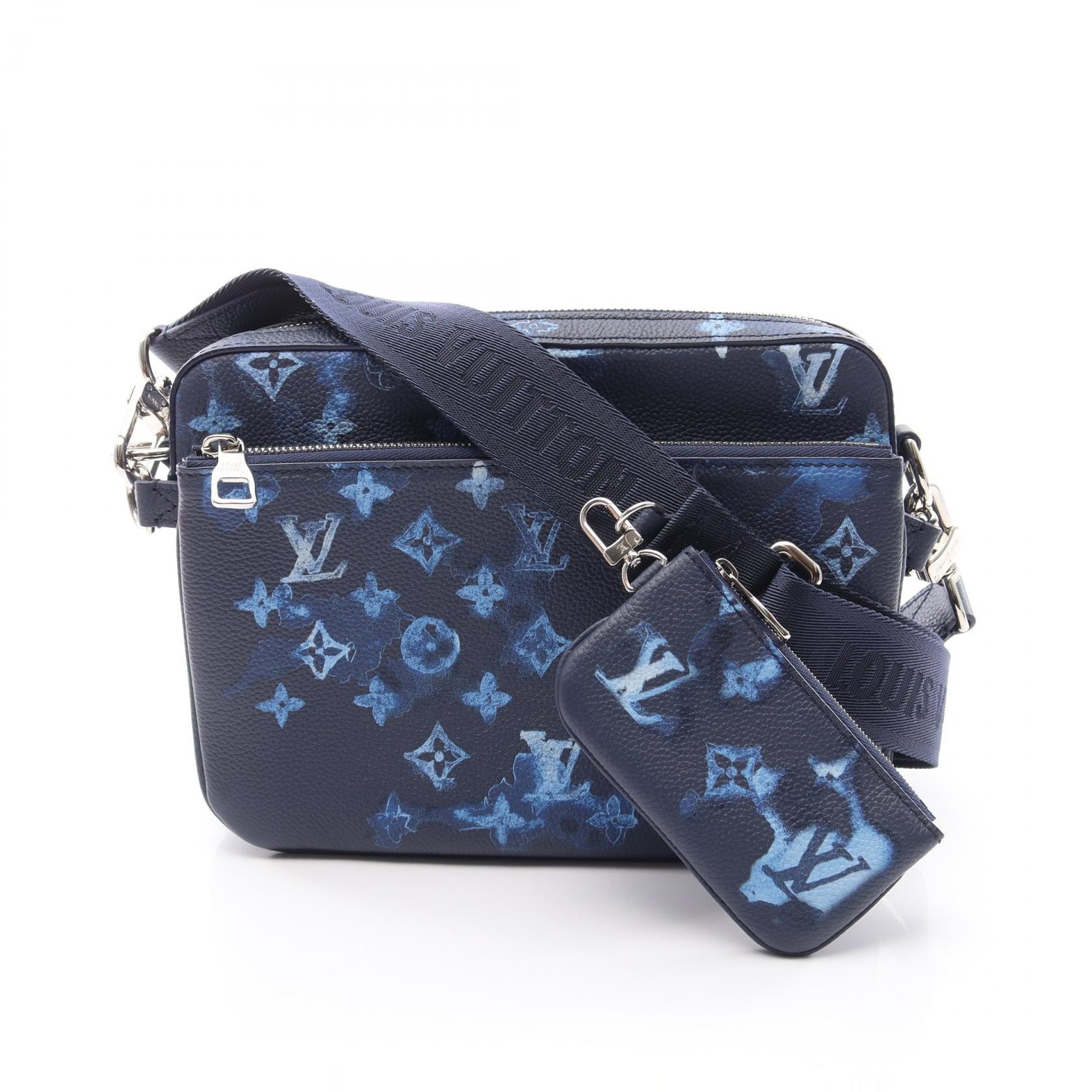 ルイ・ヴィトン LOUIS VUITTON トリオ メッセンジャー ショルダーバッグ バッグ レザー モノグラム・ウォーターカラー メンズ ネイビー系 / ブルー系 M57840 【中古】